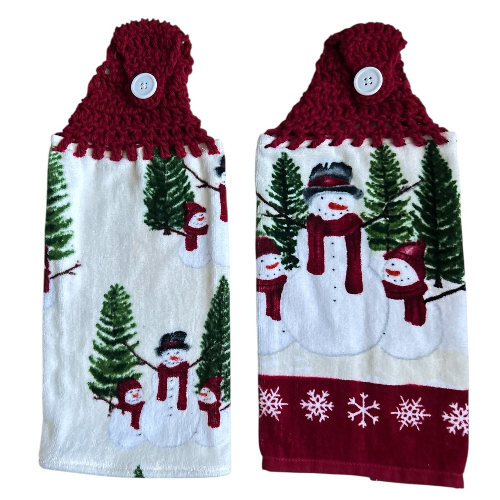 Hand Crafted Christmas Snowman Holiday Hanging Hand Towels